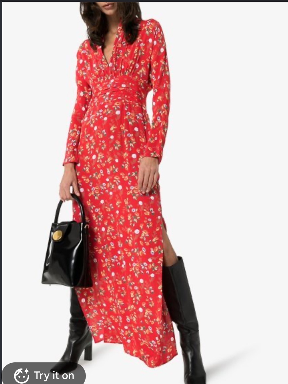 Rare ByTiMo red floral crepe de chine maxi dress